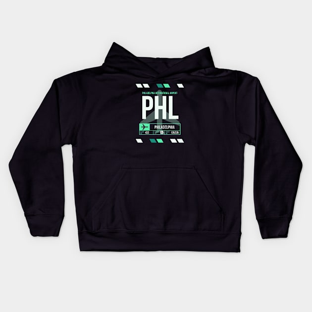 Philadelphia (PHL) Airport Code Baggage Tag Kids Hoodie by SLAG_Creative